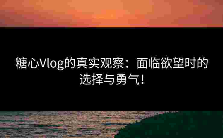 糖心Vlog的真实观察：面临欲望时的选择与勇气！