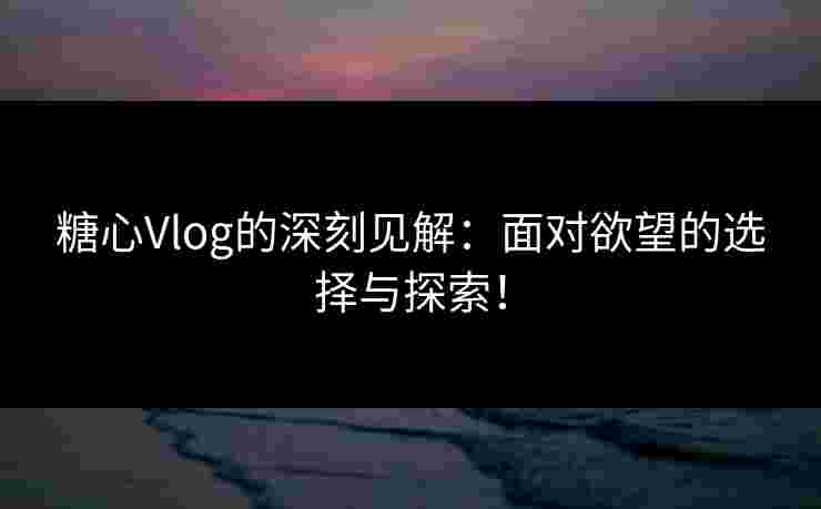 糖心Vlog的深刻见解：面对欲望的选择与探索！